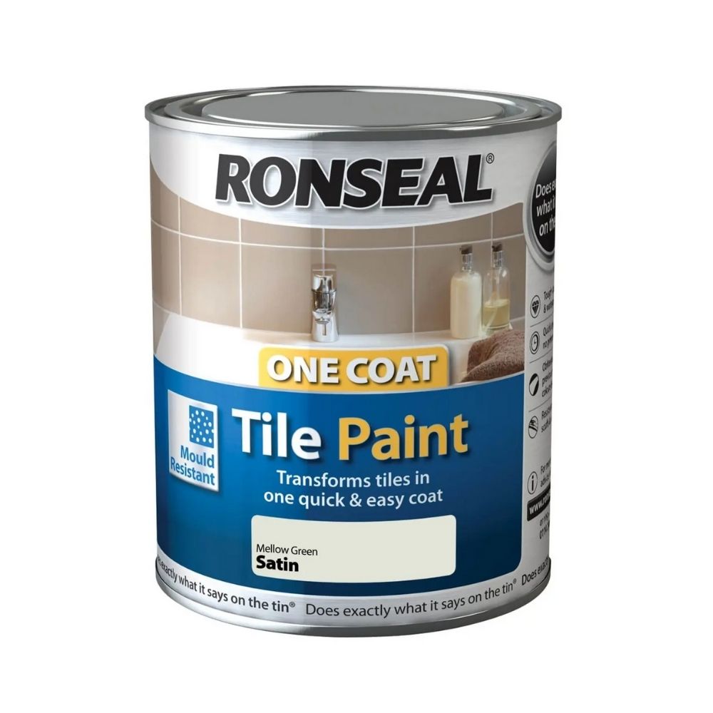 Ronseal One Coat Tile Paint Mellow Green Satin 750ml