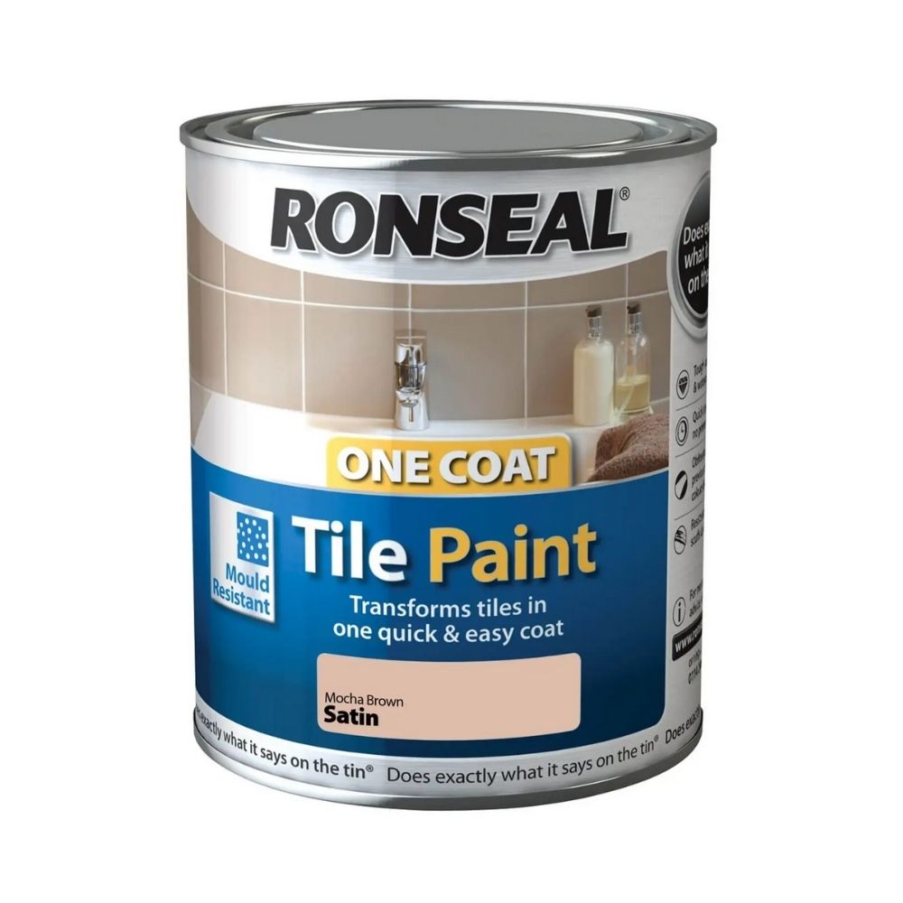 Ronseal One Coat Tile Paint Mocha Brown Satin – 750ml