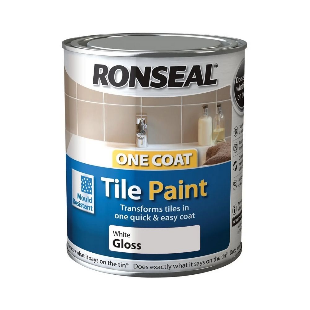 Ronseal Pure Brilliant White - One Coat Hi Gloss Tile Paint - 750ml