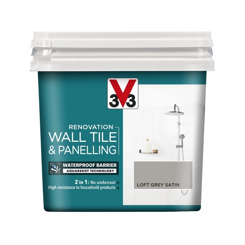 V33 Renovation Loft Grey Satin Wall Tile & Panelling Paint – 750ml