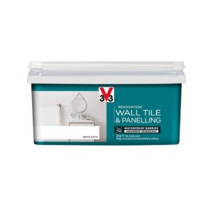 V33 Renovation White Satin Wall Tile & Panelling Paint, 2L