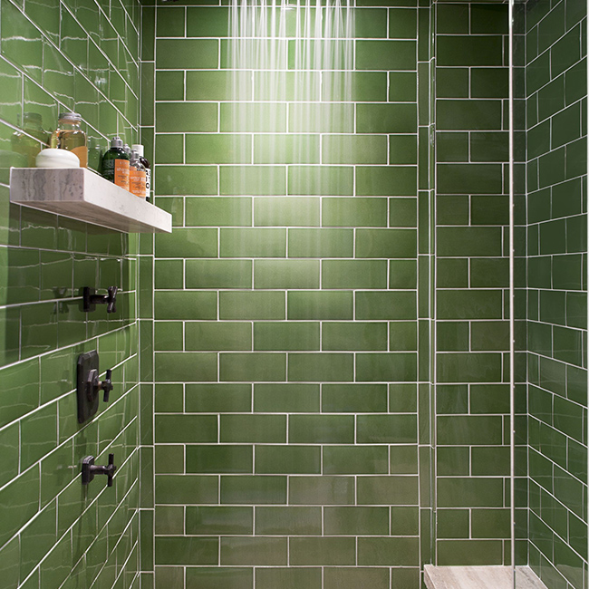 Green Tiled Walk in Shower