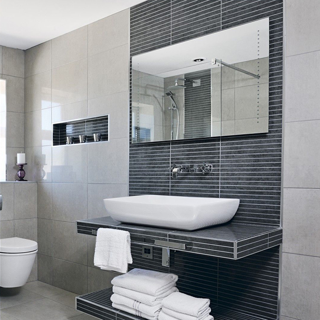 Modern Bathroom with Grey Tiles