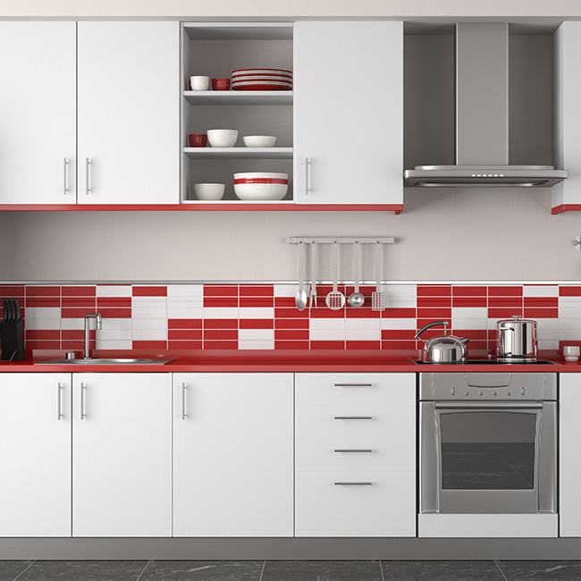 Modern Red Kitchen Tile Design