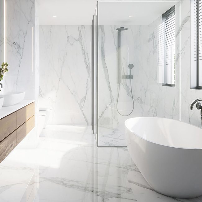 Modern White Tile Bathroom