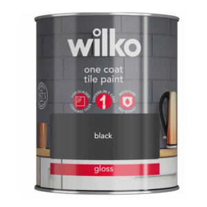 Wilko One Coat Intense Black Tile Gloss Paint 750ml