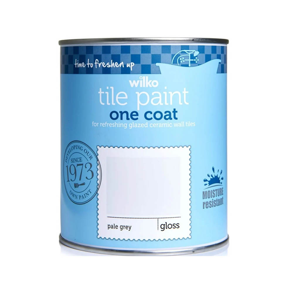 Wilko One Coat Pale Grey Tile Gloss Paint 750ml